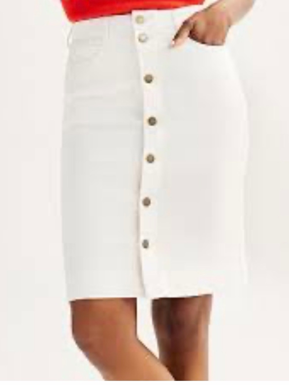 Draper James Women's White Button-Front Pencil Skirt